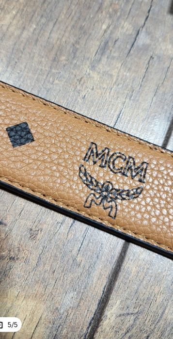 Mcm pasek unisex karmelowym skóra naturalna klamra  120 cm