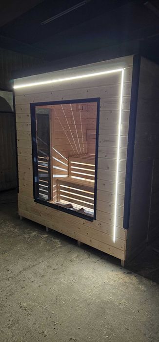 Nowa sauna fińska piec na drewno oświetlenie LED producent izolacja
