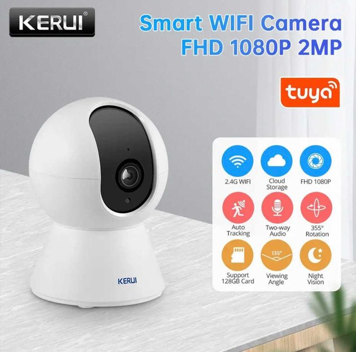 Безпровідна WiFi IP камера KERUI Full-HD 2MP з WIFI TUYA + карта 32гб