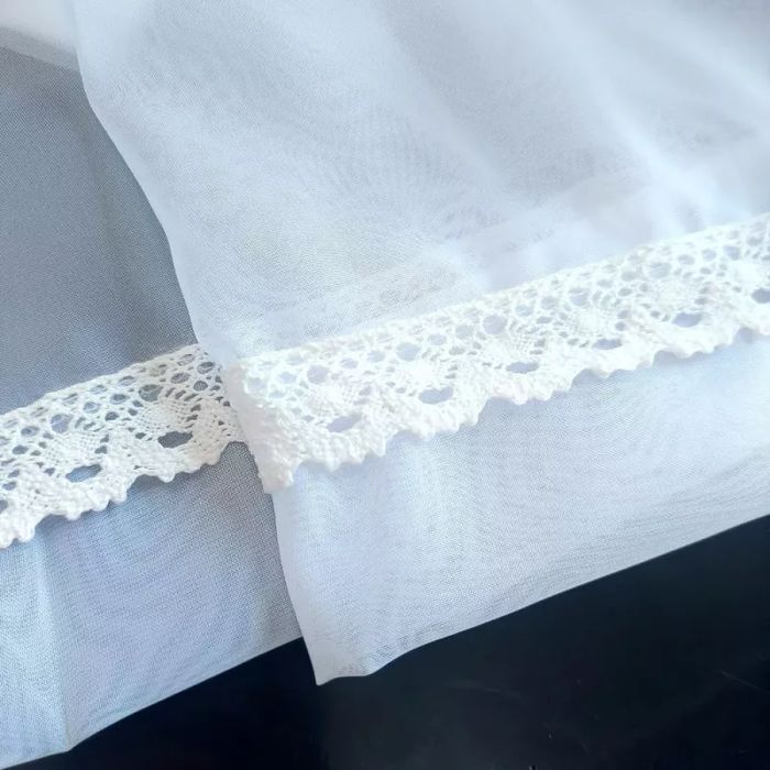 Firanka woal gotowa z gipiurą Floriana 290x120 cm biała