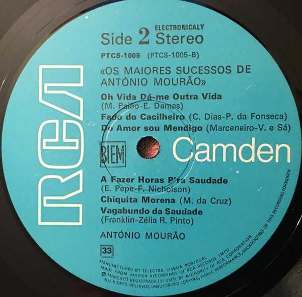 Disco de Vinil - Os maiores sucessos de António Mourão