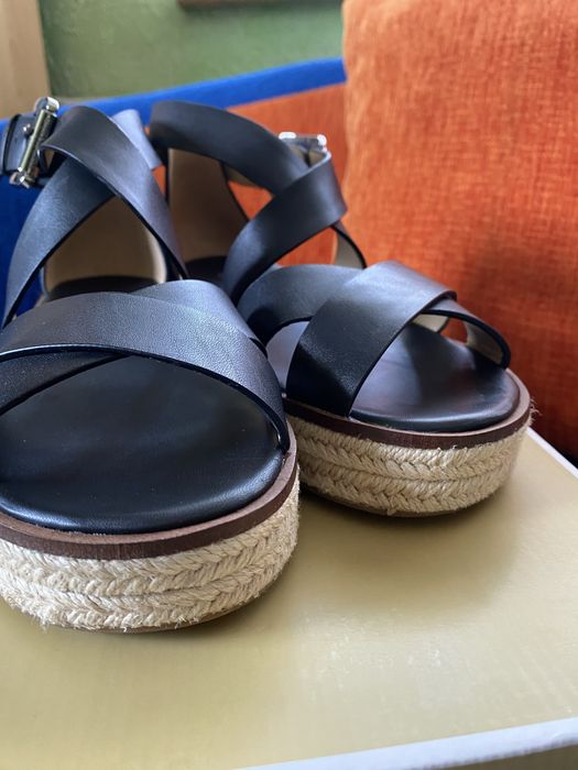 Nowe espadryle Michael Kors 36 Darby czarne sandały skórzane skóra