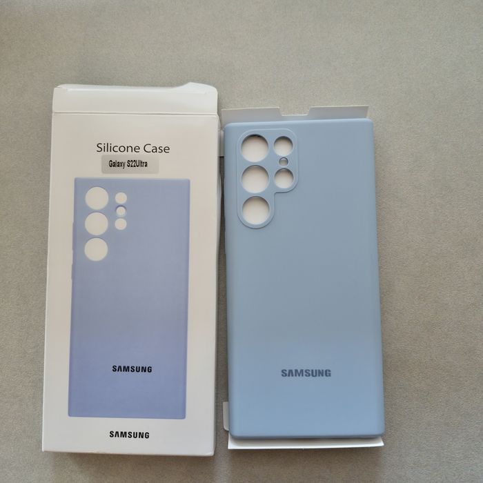 Чехол для Самсунг S22 Ультра / Samsung S22 Ultra, силикон мягкий софт тач, Голубой