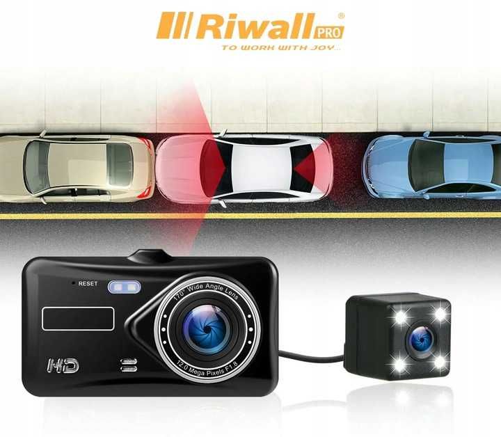 Wideorejestrator jazdy dotykowy kamera cofania RIWALL RCR-01
