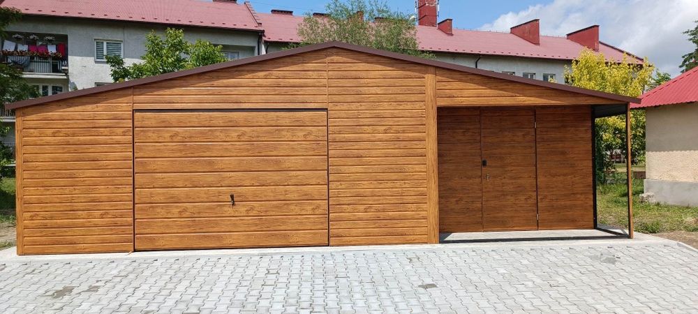 Garaz blaszak 12x6 orzech bramy grafit konstrukcja z profila zamkniete - Widok 5