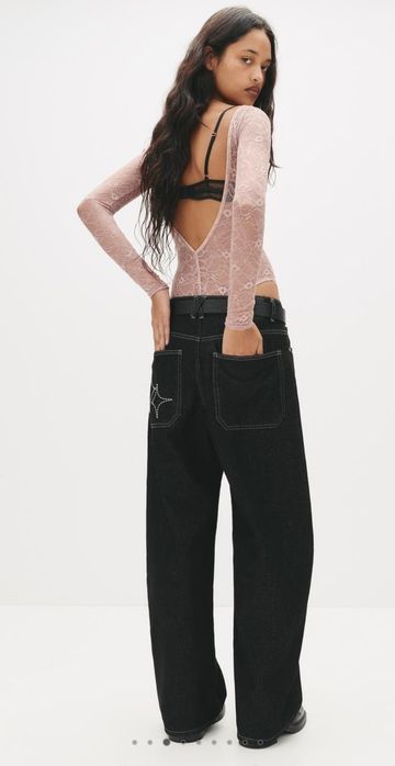Боди комбидресс кружево мереживо топ лонг Pull&bear S, M ,L