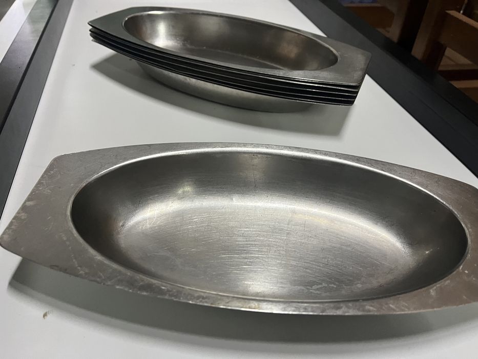 Taças ovais em inox para restauração conjunto de 8 unidades