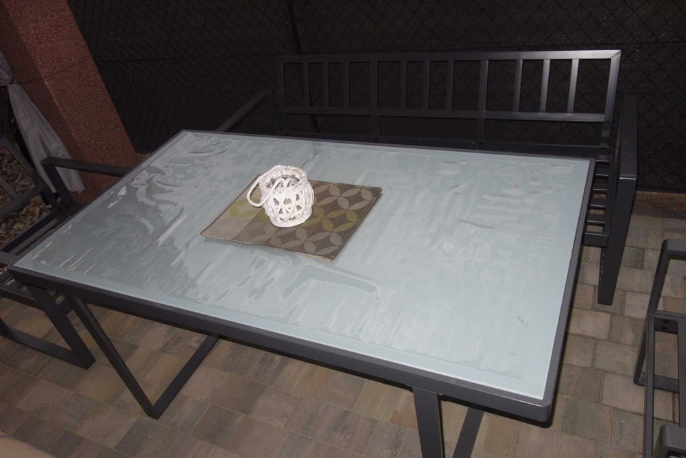 Stół ogrodowy z szklanym blatem 90x160cm wys.72cm