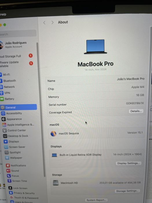 Macbook M4 Pro / 16GB/ 500GB - 2024, 14 polgadas