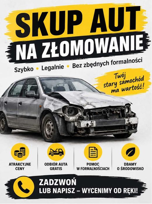 ZŁOMOWANIE AUT pojazdów skup aut kasacja MILICZ Sułów Bukowice Goszcz