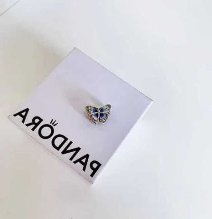 PREZENT ZIMA Zawieszka Charms Błękitny Motyl do bransoletka modułowa