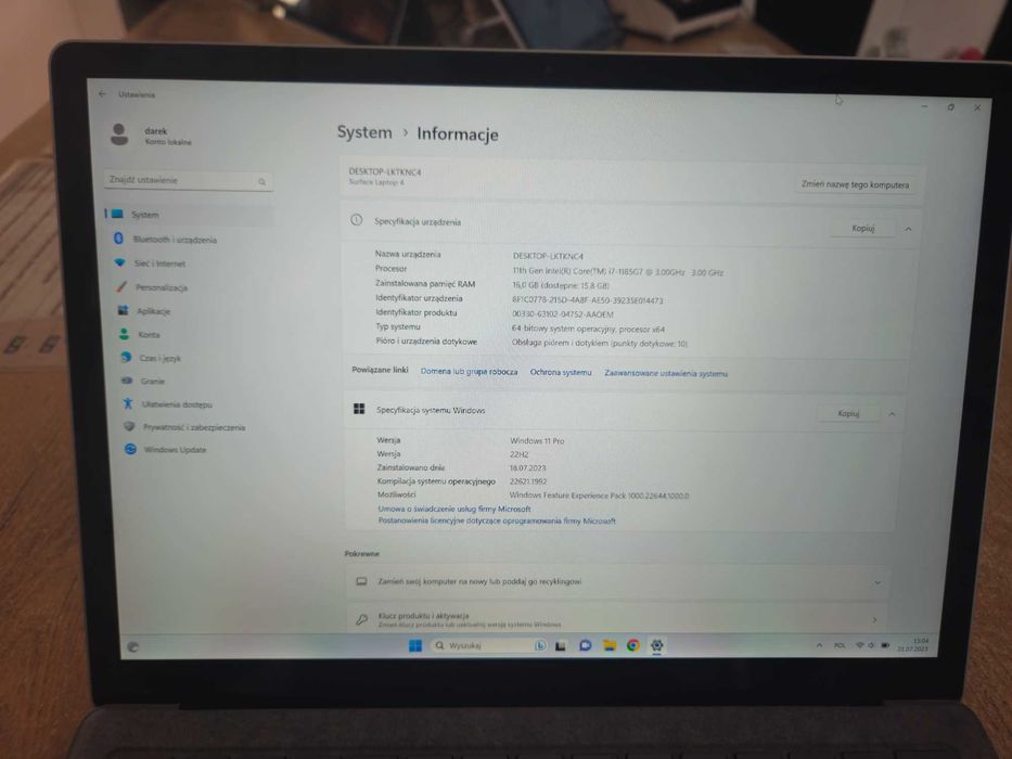 Surfacr laptop 4,i7 11gen.16gb.512gb.