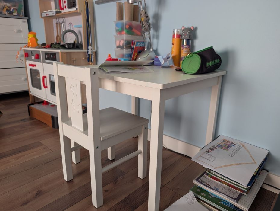 IKEA ZESTAW KRITTER stolik +1 x krzesełko, BIAŁY