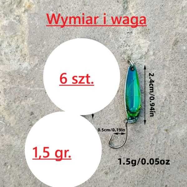 Mikro błystki komplet 6 szt. 1,5 gr.