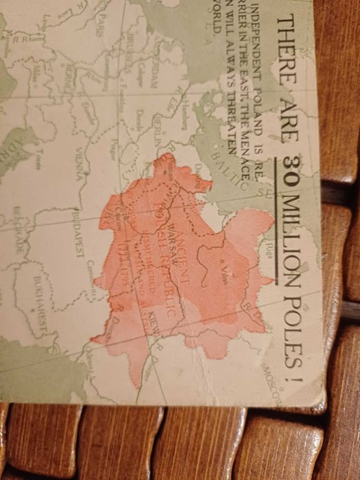 Polska pocztówka patriotyczna- mapa- ok.1917 rok