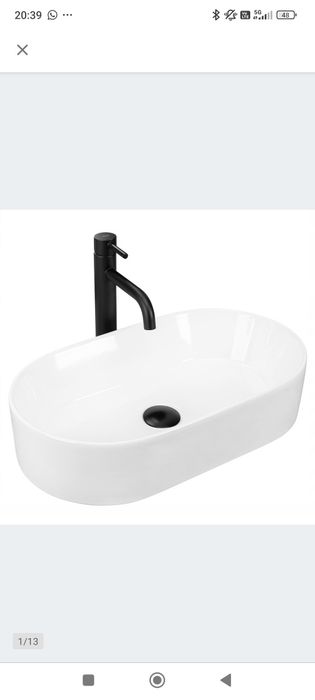 Umywalka Nablatowa Ceramiczna REA LAYLA 50 WHITE Biała