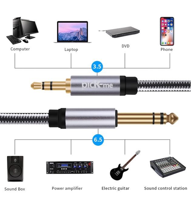 2 cabos de audio de uma via