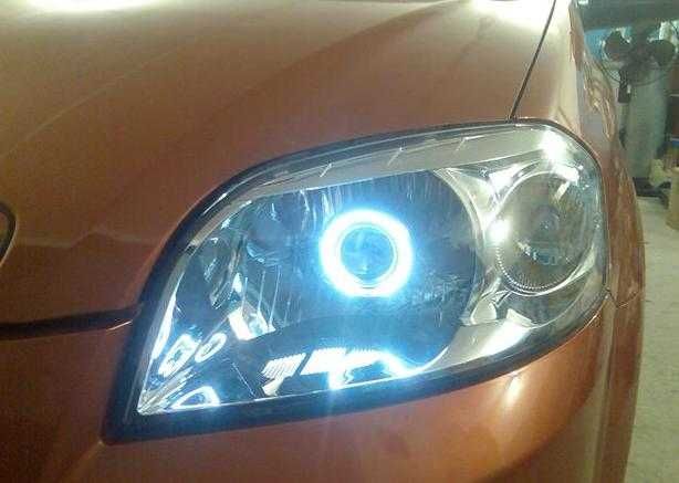 Новые фары с линзами Chevrolet Aveo (шевроле авео). Тюнинг