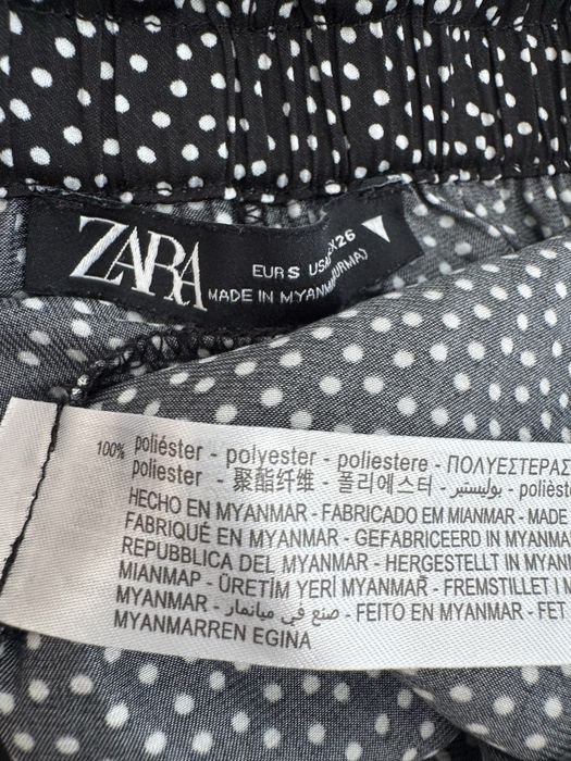 ZARA satynowe spodnie palazzo Groszki Wide leg