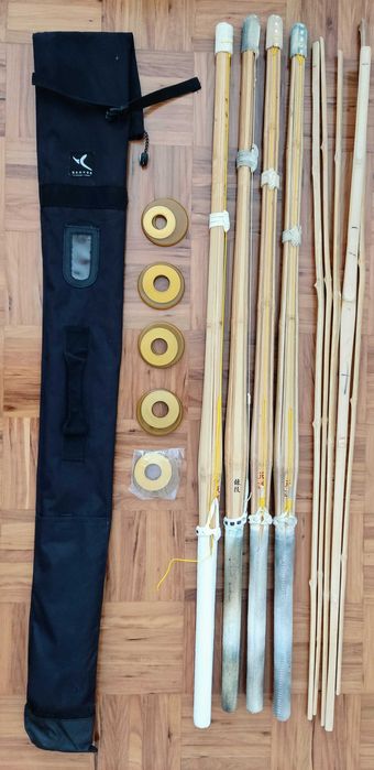 Equipamento de Kendo: 3 Shinai usadas + saco