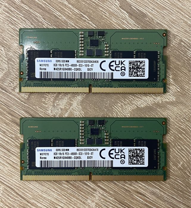 Оперативная память  ddr5 8gb 1Rx 16 PC5 - 4800B (2х8gb для ноутбука)