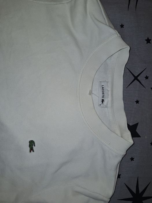 Lacoste bluza biała crewneck klasyk
