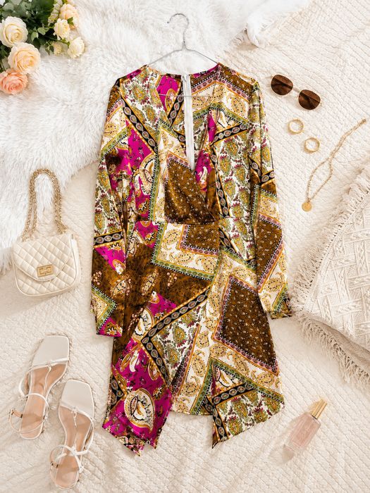 Sukienka BOHO GEOMETRYCZNA Wielokolorowa XL