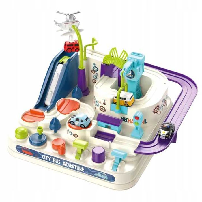 Interaktywny Tor Przeszkód dla Autek Zjazd Samochodowy + 4 Auta B108