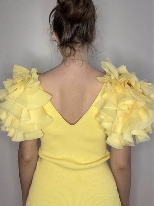 Жовта сукня Zara style з об’ємними рукавами