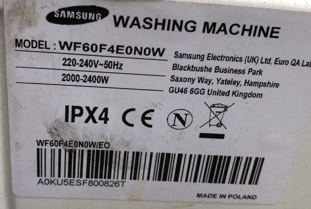 Części do pralki Samsung Eco Bubble 6kg WF60F4E wf60f4e0n0w oryginalne