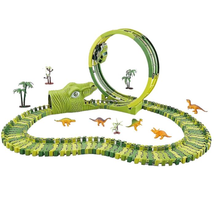 Tor wyścigowy pętla dinozaur dino autko na baterie dinozaury figurki