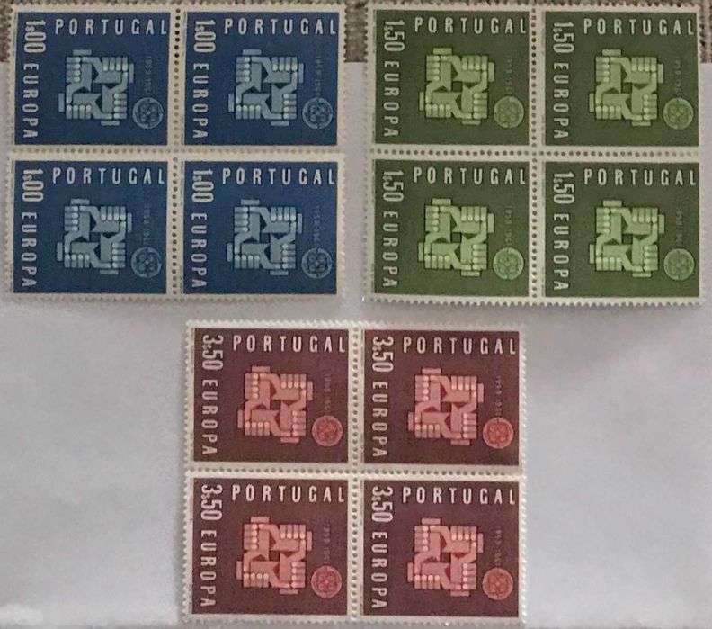 Série completa de 3 quadras de selos novos - EUROPA CEPT - 1961