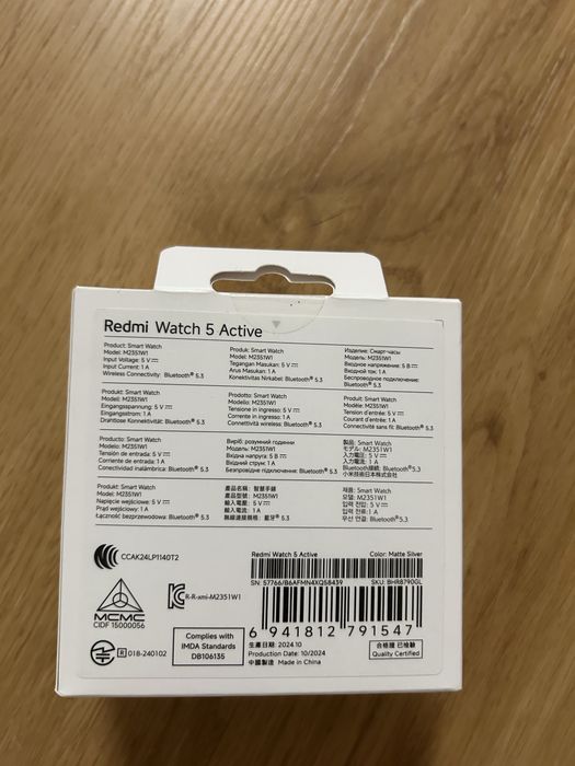 Smartwatch Xiaomi Redmi Watch 5 Active (Prateado) – Novo / Selado