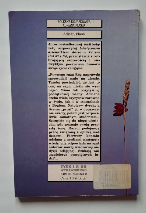 "Bolesne dojrzewanie Adriana Plassa" Adrian Plass
