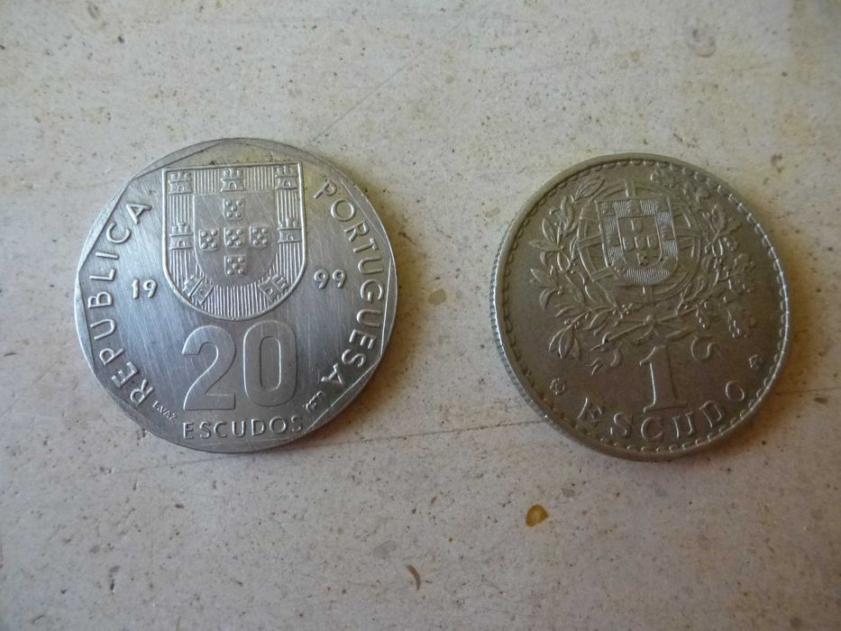Nota e moedas antigas Portuguesas