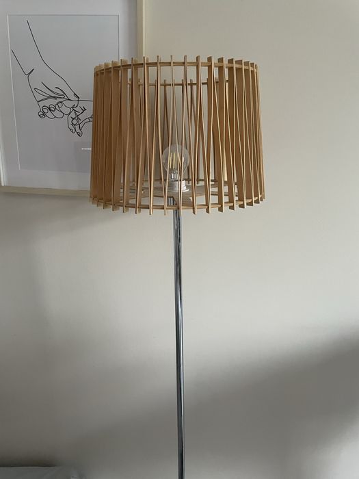 Lampa stojąca ratanowa boho klosz okragly owalny