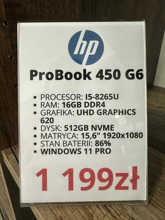 Laptop Hp ProBook 450 G6 i5-8265U/16GB/512GB/WIN 11 PRO stan bdb gwarancja
