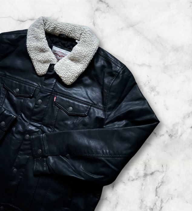 XXL 52 54 Levis куртка кожанка черная ветровка бомбер шерпа демисезон