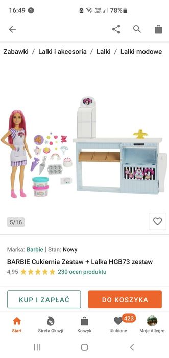 Barbie cukiernia zestaw z lalką