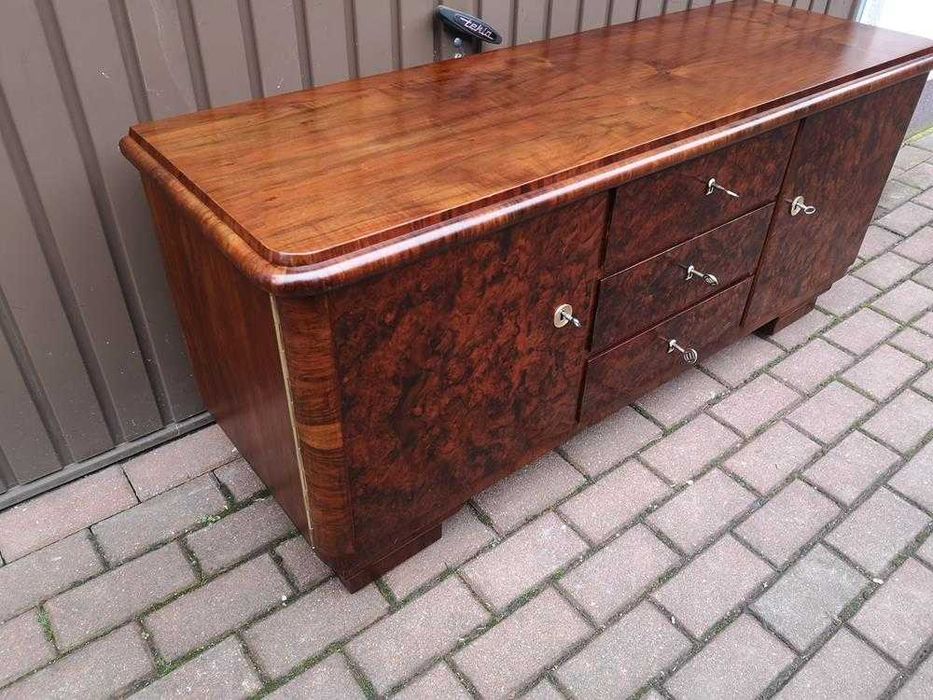 Komoda ART-DECO RTV Niska 134 Orzech Zgrabna Stara Antyk Po Renowacji.
