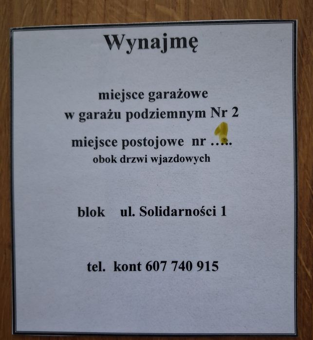Wynajem miejsca garażu podziemnego - Widok 2