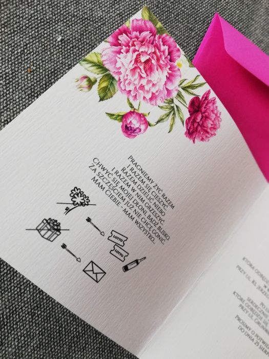 Zaproszenia ślubne MOC PIWONI