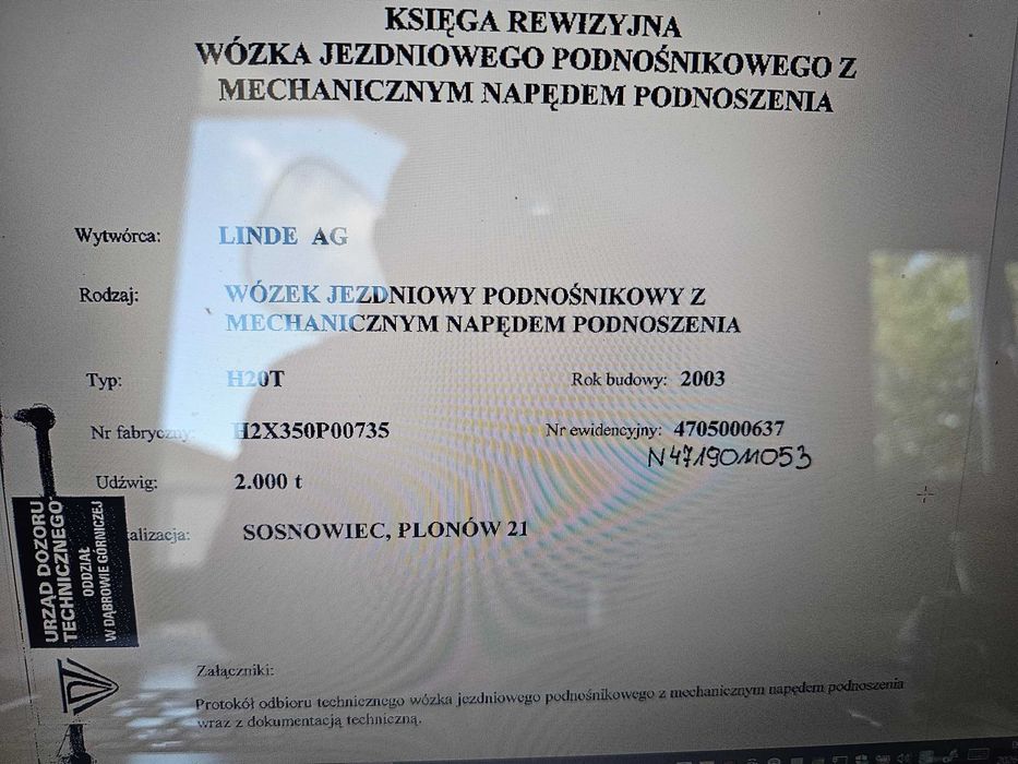 Wózek widłowy LINDE H20