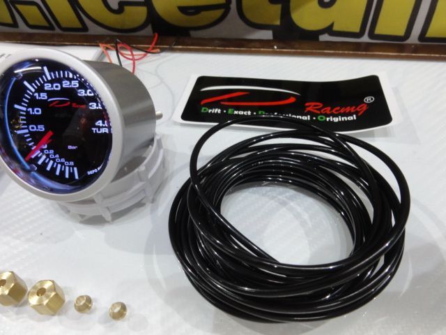 Manômetro da Pressão do Turbo 4 bar Fundo Preto / smoke c/iluminação led branco Depo Racing Japan