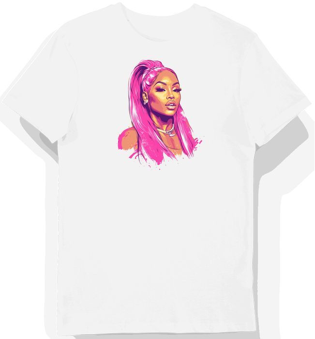 Koszulka męska biała z nadrukiem raperskim stylu Nicki Minaj 3XL