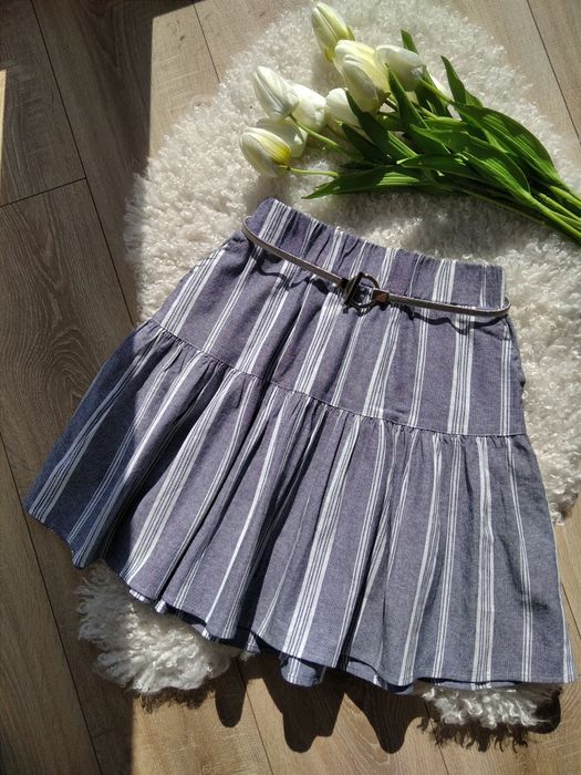 spódnica damska M house w paski z falbanką bawełna