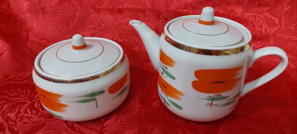 Чайный сервиз набор чайник сахарница ссср винтаж