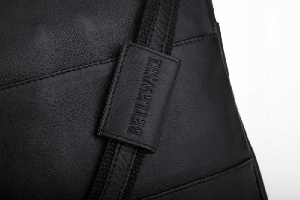 BETLEWSKI Torba Męska CAMBRIDGE Skóra Naturalna Czarna Elegancka Logo