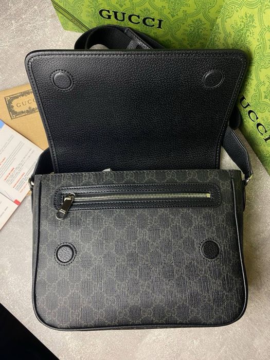 Сумка Gucci GG Ophidia Leather Shoulder Bag чоловіча сіра нова мужская серая новая