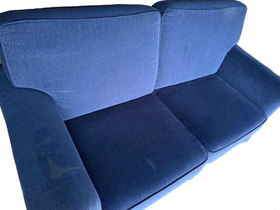 Sofá cama de tecido azul de óptima qualidade